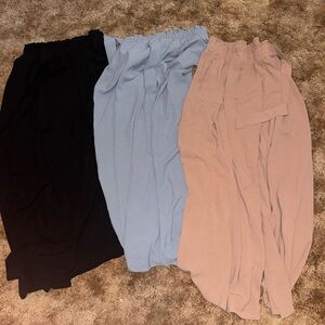 Women's Black, Blue, and Tan Pants Set